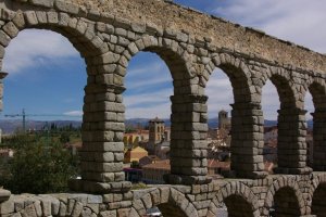 View through the 2030 year old aqueduct at Segovia